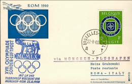 1960-Belgique Belgium Belgio Cartolina Volo Olimpico Monaco Roma Del 25 Agosto - Covers & Documents