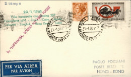 1961-cartoncino Lufthansa I^volo Boeing 707 Roma-Hong Kong Del 23 Gennaio - Lettres & Documents