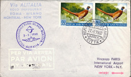 1960-San Marino Aerogramma I^volo Alitalia Roma Milano Montreal Del 3 Marzo, (25 - Poste Aérienne