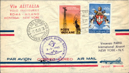 Vaticano-1960 I^volo Alitalia Roma New York Del 3 Marzo Non Catalogato Dal Pelle - Poste Aérienne