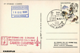 1990-San Marino Aerogramma Cartolina Per L'80^ Anniversario Del I^volo Sull'aero - Luchtpost
