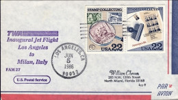 1986-U.S.A. TWA Inaugural Jet Flight Los Angeles To Milan FAM 27 Del 5 Giugno - 3c. 1961-... Cartas & Documentos
