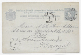 Ned. Ind. 1892 Briefkaart G11 Antwoord Naar Bangil (SN 3095) - Niederländisch-Indien