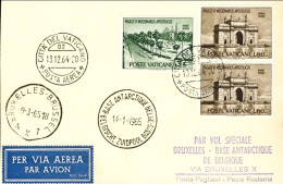 Vaticano-1965 Cartolina Diretta In Belgio Per Volo Speciale Bruxelles Base Antar - Airmail