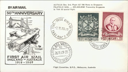 Vaticano-1969 Per Il 50^ Anniversario I^volo Postale Inghilterra Australia,volo  - Luftpost