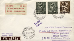 Vaticano-1969 I^volo Con Caravelle Roma-Norimberga Dell'11 Agosto (20 Pezzi Tras - Airmail