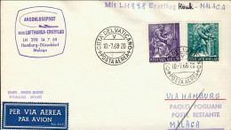 Vaticano-1968 I^volo Lufthansa LH 398 Amburgo Malaga Del 14 Luglio - Luftpost