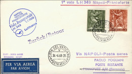 Vaticano-1968 I^volo Lufthansa LH 349 Napoli Francoforte Del 1 Luglio - Luftpost