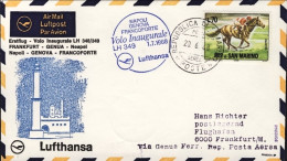 1968-San Marino Aerogramma I^volo Lufthansa LH 349 Genova Francoforte Del 1 Lugl - Poste Aérienne