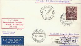 Vaticano-1968 I^volo AZ-342 Per Caravelle Roma-Marsiglia Del 1 Luglio - Airmail