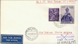 Vaticano-1969 Volo Torino Saint Vincent Del 25 Giugno - Luftpost