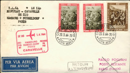 Vaticano-1964 I^volo Caravelle LH 140 Amburgo Dusseldorf Parigi Del 1 Aprile - Posta Aerea