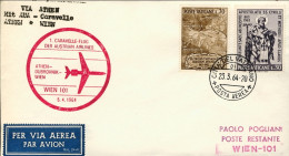 Vaticano-1964 I^volo AUA Caravelle Atene Vienna Del 5 Aprile - Airmail