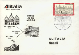 1970-Germania Alitalia Illustrato I^volo Con DC 9 Francoforte Napoli Del 15 Magg - Brieven En Documenten