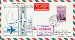 1970-Germania Itavia Illustrato I^volo Forli Monaco Del 4 Maggio Con Firma Del P - Covers & Documents