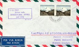 1967-Svezia I^volo AZ 393 Stoccolma Roma Del 1 Aprile - Lettres & Documents