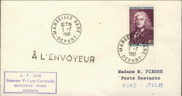 1964-France Francia I^volo Alitalia Caravelle Marsiglia Roma Del 1 Luglio - Covers & Documents