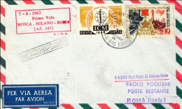 1967-Russia I^volo AZ 597 Mosca Roma Del 7 Aprile - Lettres & Documents