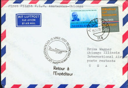 1970-Holland Nederland Olanda I^volo K.L.M. Amsterdam Chicago Del 15 Aprile - Airmail