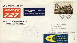 1964-Gibilterra I^volo Lufthansa LH 337 Milano Francoforte Europa Jet Del 1 Giug - Gibraltar