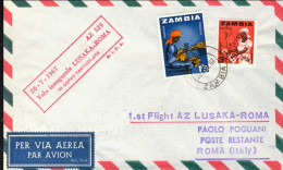 1967-Zambia I^volo AZ 529 Lusaka Roma Del 28 Luglio Con AZ-529 - Zambia (1965-...)