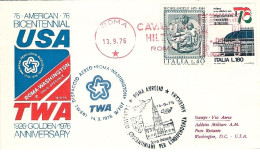 1976-TWA Bicentenario Indipendenza Americana Dispaccio Aereo Roma Washington Del - Maschinenstempel (EMA)