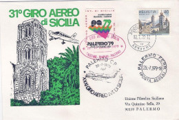 1979-Svizzera 31^ Giro Aereo Internazionale Di Sicilia + Erinnofilo E Firma Del  - Erst- U. Sonderflugbriefe