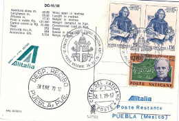 Vaticano-1979 Cartolina Alitalia DC 10/30 Dispaccio Aereo Speciale Vaticano Pueb - Poste Aérienne