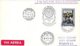 Vaticano-1971 Busta Con Annullo Del Volo Speciale Per Budapest '71 Con Mongolfie - Airmail