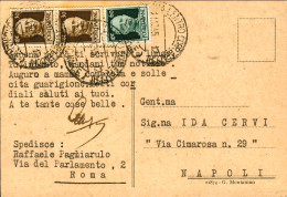 1945-cartolina Affrancata Coppia 30c. + 60c. Imperiale Senza Fasci - Storia Postale