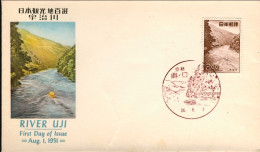 1951-Giappone Japan S.1v."River Uji"su Fdc Illustrata, Cachet - FDC