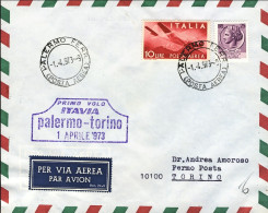 1973-I^volo Itavia Palermo Torino Del 1 Aprile,non Catalogato Dal Pellegrini - Poste Aérienne