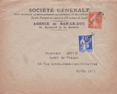 Lettre  Pour PARIS-75--type Paix,banque Sté Générale, 2 Griffes Linéaires  Hte Marne - 1921-1960: Période Moderne