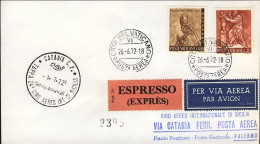 Vaticano-1972 Espresso Per Il 24^ Giro Aereo D'internazionale Di Sicilia Tappa D - Luftpost