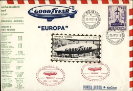 Vaticano-1972 Per Dirigibile Goodyear "Europa"primo Sorvolo Su Roma Arrivo Alla  - Aéreo