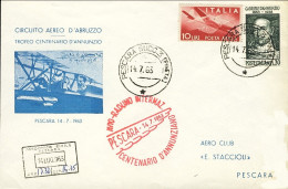 1963-circuito Aereo D'Abruzzo Viaggiato Con Velivolo Sigla I-PADD Bollo Rosso Pe - Poste Aérienne