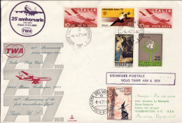 1971-per Il 25^ Anniversario TWA Italia Stati Uniti Corriere Postale Volo TW811  - Poste Aérienne
