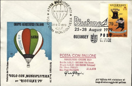 1979-Guernsey Aerogramma, Bollo Amaranto Posta Con Pallone Mongolfiera Sassone B - Guernesey