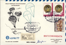 1977-raccomandata Dispaccio Paracadutato Volo Speciale Latina Roma Del 22 Ottobr - Poste Aérienne