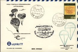 1977-San Marino Aerogramma Dispaccio Paracadutato Volo Speciale Latina Roma Del  - Luchtpost