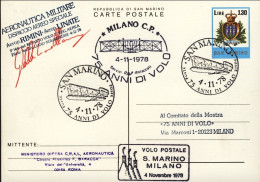 1978-San Marino Aerogramma "75 Anni Di Volo" Bollo Aeronautica Militare Dispacci - Poste Aérienne