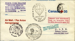1979-San Marino Aerogramma-Canada ,bollo Amaranto Posta Con Pallone Mongolfiera  - Storia Postale
