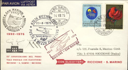1975-Liechtenstein Giornata Filatelica Riccione Posta A Mezzo Elicottero San Mar - Poste Aérienne
