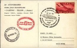 1976-cartolina Cinquantenario 1 Sorvolo Del Polo Nord Spedizione Polare Amundsen - Poste Aérienne