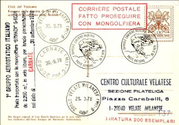 Vaticano-1978 Cartolina Postale Trasportata Con La Mongolfiera "Brianza" G-BOBA  - Poste Aérienne