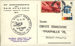 1976-cartolina 65^ Anniversario Del Raid Aviatorio Firenze Prato Volo Speciale C - Poste Aérienne