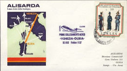 1976-Alisarda I Collegamento Aereo Venezia Olbia Del 2 Aprile - Poste Aérienne