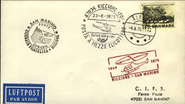 1975-Danimarca Giornata Filatelica Riccione Posta A Mezzo Elicottero Riccione Sa - Poste Aérienne