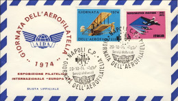 1974-giornata Della Aerofilatelia Napoli+erinnofilo - 1971-80: Marcophilia