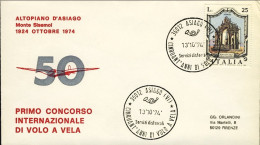 1974-altopiano Di Asiago Concorso Internazionale DI^volo A Vela Del 13 Ottobre - Poste Aérienne